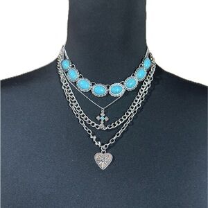 Shyanne Turquoise and Silver Heart Necklace